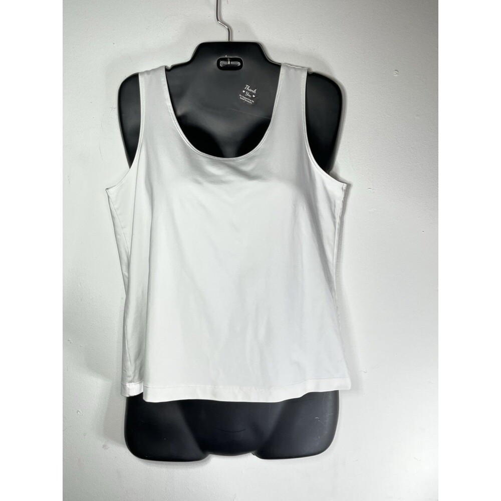 Chico's Tank Top Womens Size L 2 White Scoop Neck Sleeveless Stretch